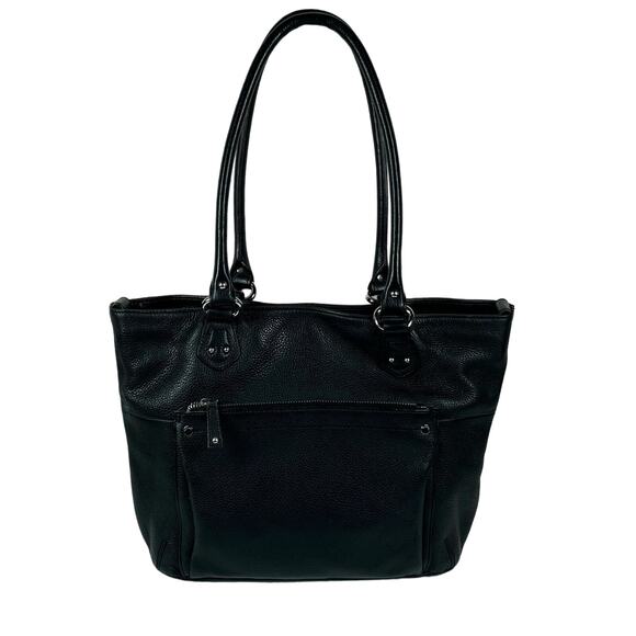 Tignanello Handbags - TIGNANELLO Pebbled Leather Shoulder Tote Bag Black Classic Minimalist Neutral